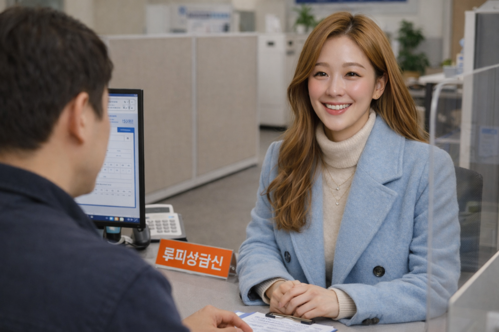 기초생활수급자 선정에 대해 자세히 알아봅니다 '행정복지센터에서 상담받는 이미지'